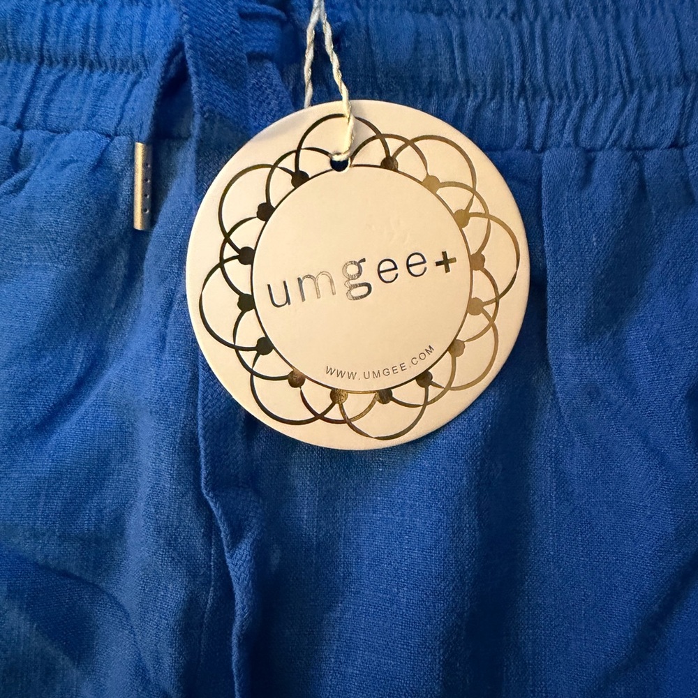 Umgee Cobalt Blue Double-Layer Frayed Hem Drawstring Shorts - Picture 2 of 5